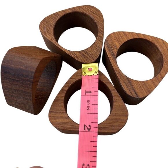 Vintage MCM Teak Triangle Napkin Holders Set of Four - Picture 4 of 4